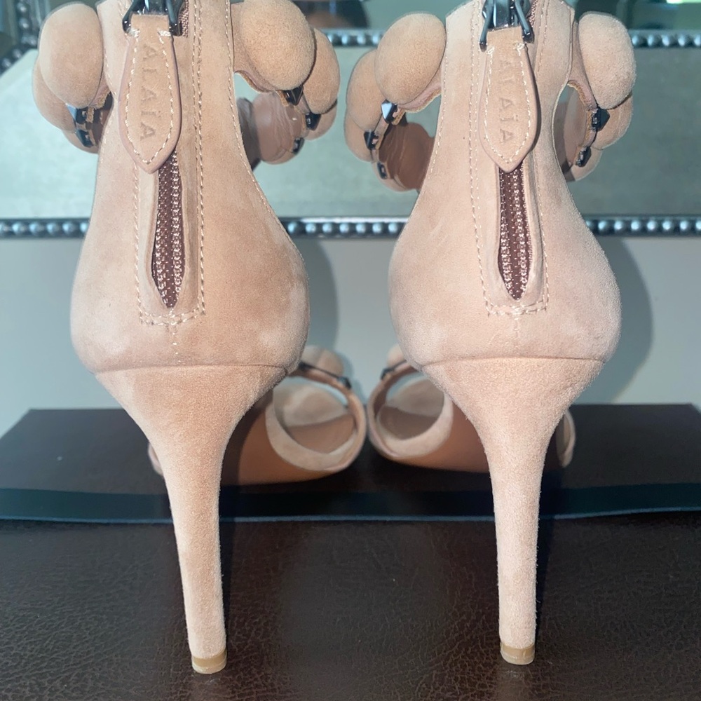 Alaia Nude Suede Heels with Embellishments - Picture 10 of 16